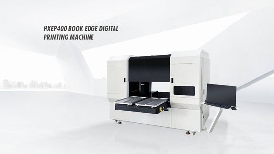 HXEP400 Book Edge Digital Printing Machine featuring dual working stations allowing continuous operation and book edge printing
