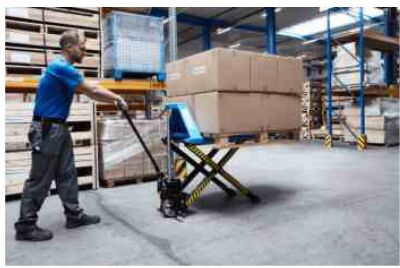 Electric Scissor Lift Pallet Truck provides stable, effortless transport for book block feeding, collecting, and delivering.